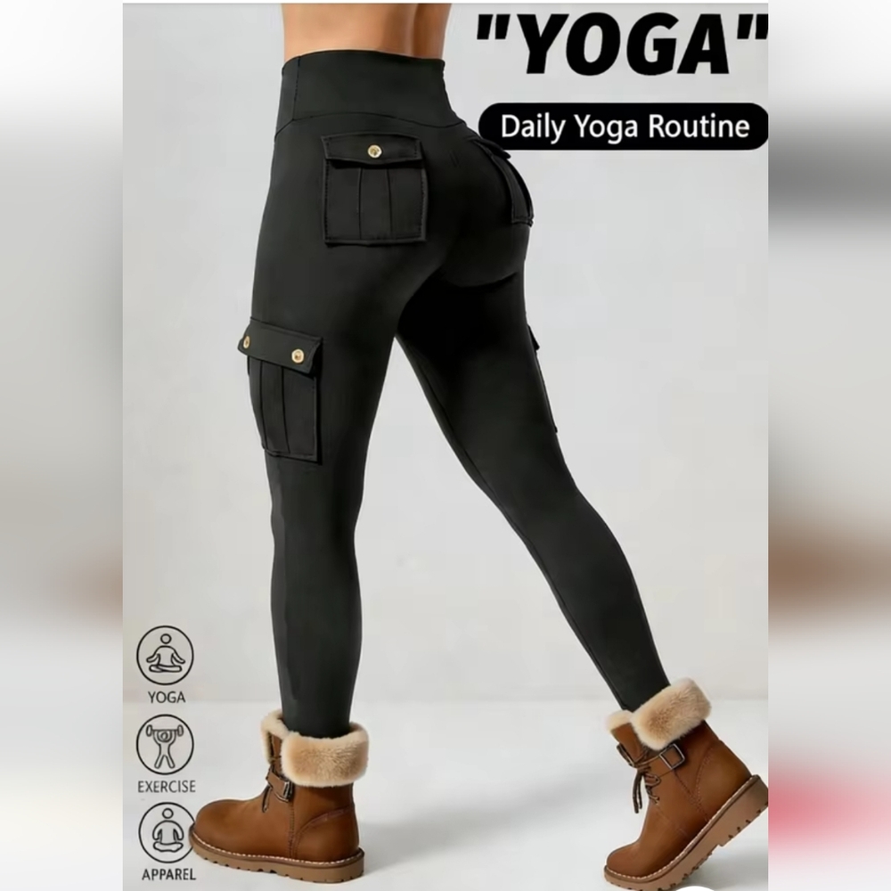 Black Leggings With Back And Side Pockets